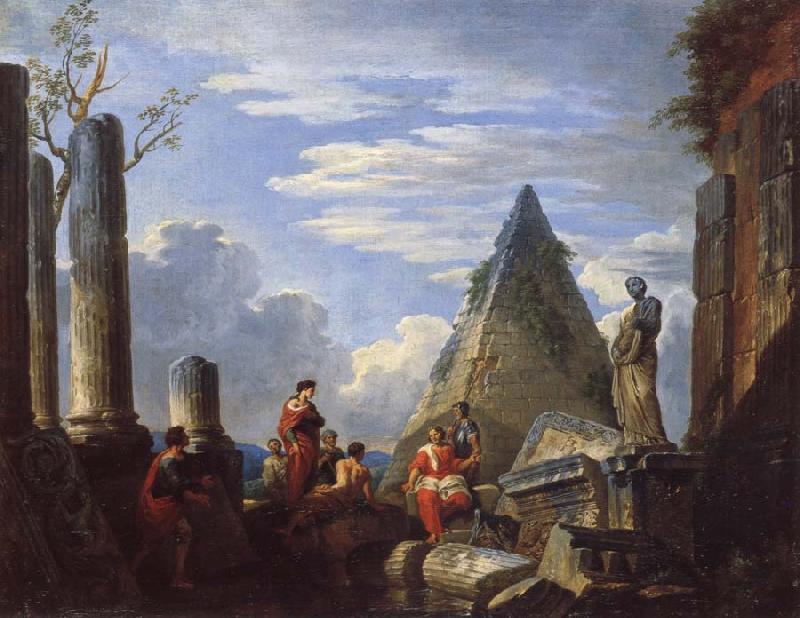 Giovanni Paolo Pannini Roman Ruins with Figures oil painting image